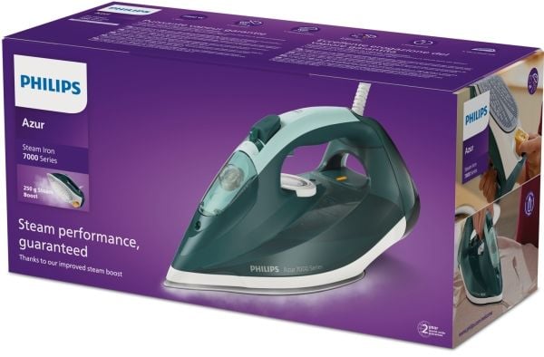 Philips Azur 7000 Series DST7031 - Ångstrykjärn med automatisk avstängning - sula SteamGlide Plus - 2800 W - opal green/mint