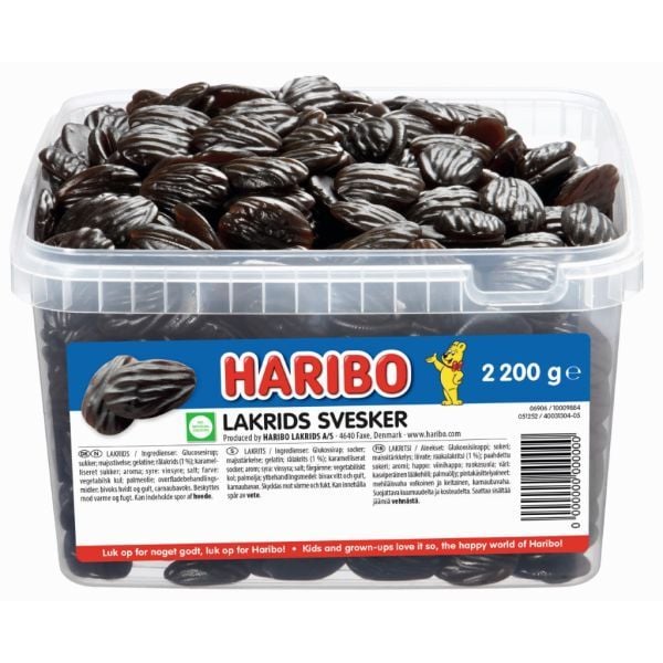 Harbio Lakrids Svesker 2,2 kg i plastbøtte