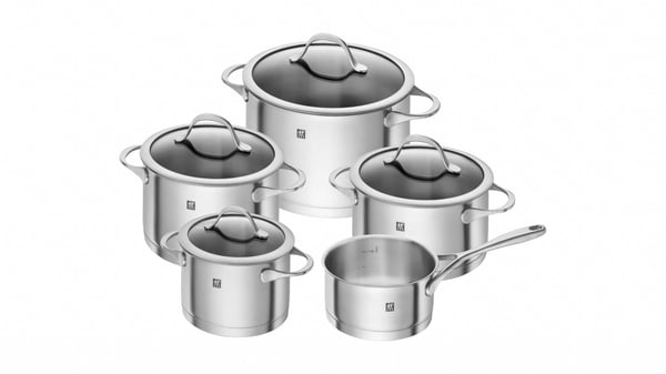ZWILLING Essence - Matlagningssats med lock - 5 artiklar - silver