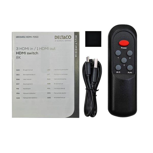 Deltaco HDMI-7053, HDMI, USB Type-C, Musta, 60 Hz, 7680 x 4320 pikseliä, 8K Ultra HD