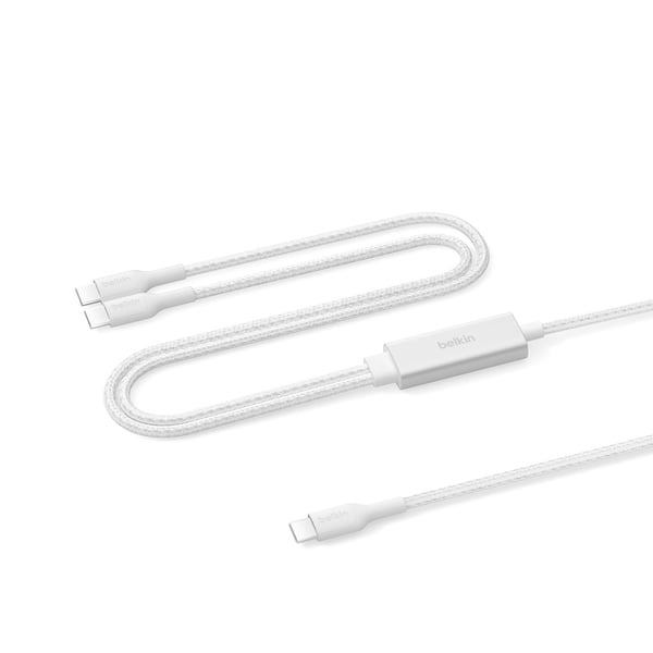 Belkin BoostCharge Pro - USB-kabel - USB-C (hann) til USB-C (hann) - USB 2.0 - 1.5 m - USB Power Delivery (140W), braided - hvit