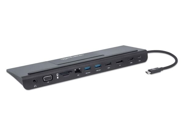 Manhattan 153478, Koblet med ledninger (ikke trådløs), USB 3.2 Gen 1 (3.1 Gen 1) Type-C, 100 W, 10,100,1000 Mbit/s, Svart, MMC, MMC Mobile, SD, SDH...