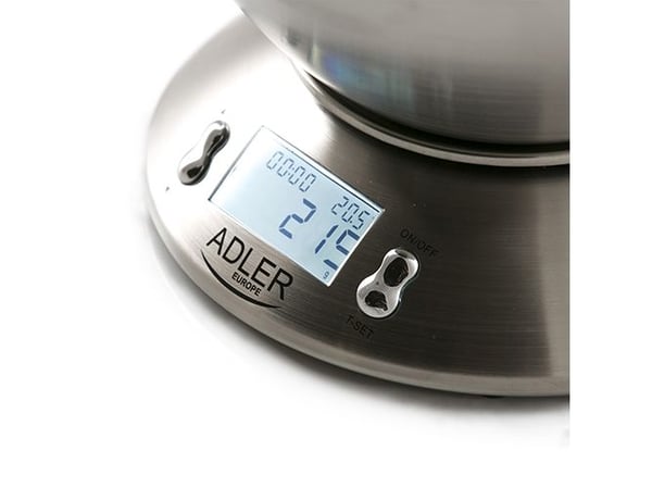 Adler AD 3166, Elektronisk kjøkkenvekt, 5 kg, 1 g, Rustfritt stål, Hvit, Rustfritt stål,