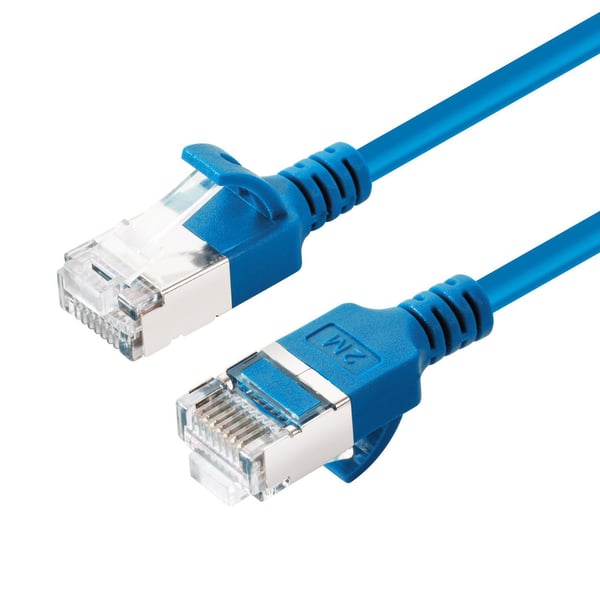 MicroConnect - Nettverkskabel - RJ-45 (hann) til RJ-45 (hann) - 10 m - U/FTP - CAT 6a - halogenfri, uten hindringer, slank - blå