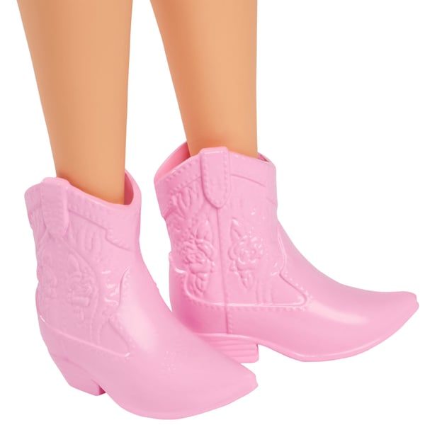 Barbie Fashionistas -docka nr 231 i jeansklänning med fjärilstryck, med rosa skärp och lila hår, Modedocka, Honkoppling, 3 År, Flicka, 298 mm, 174 g