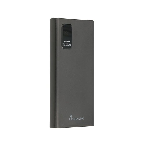 Extralink EPB-067B - Powerbank - 10000 mAh - 22,5 Watt - 4,5 A - Pikalataus - 3 ulostuloa (24-nastainen USB-C, 2 x 9-nastainen USB-tyyppi A) - laji...