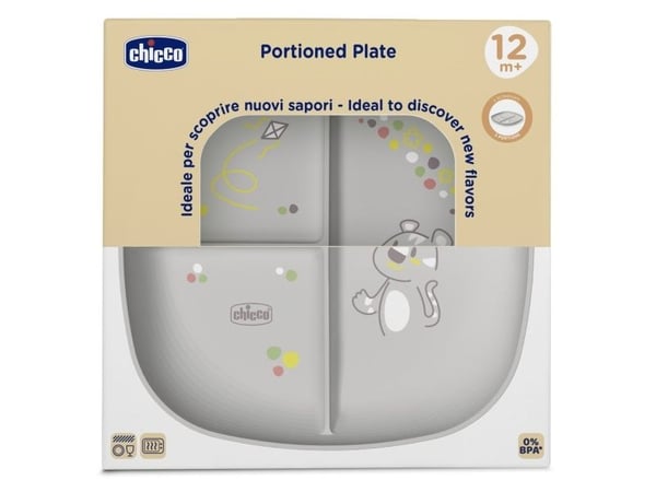 Chicco 00016003350000, Pikkulasten lautanen, Harmaa, Poika/tyttö, 1 vuosi/vuosia, 168 g, 210 mm