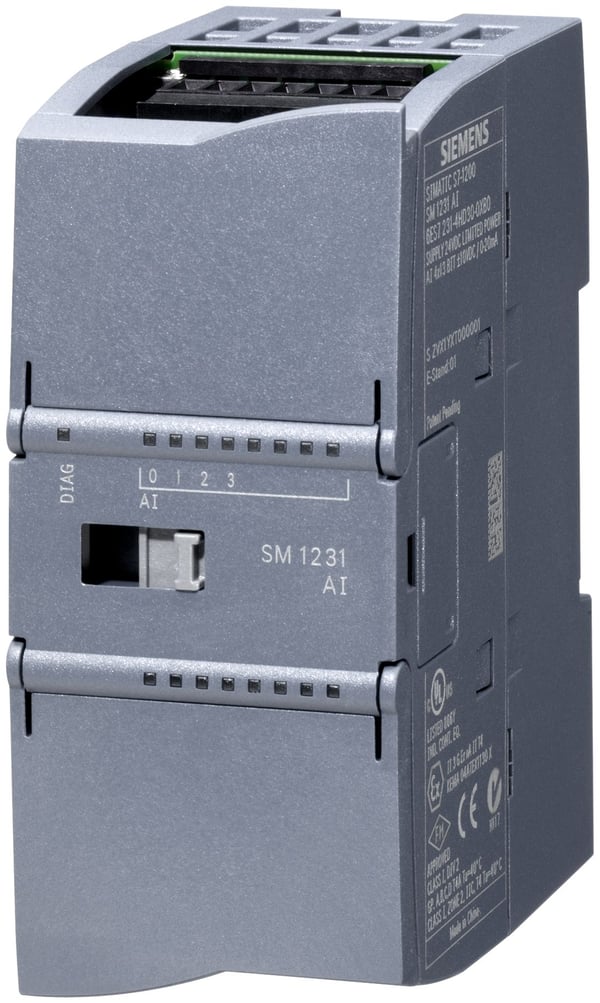 Siemens 6ES7231-4HD32-0XB0, Analog, Inngang, 4 kanaler, 4 kanaler, Svart, 100 mm