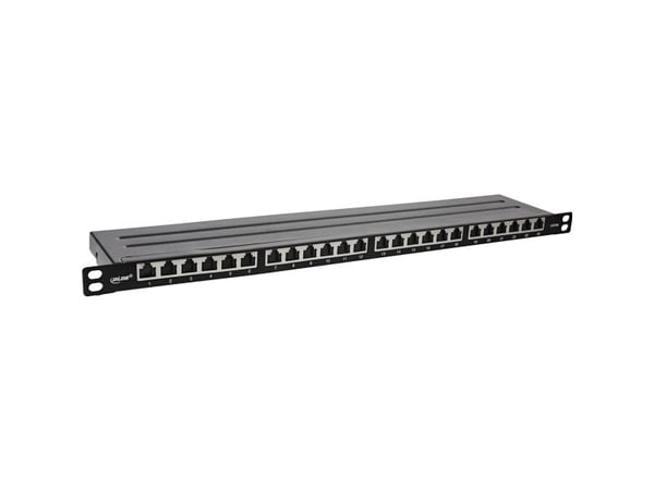 InLine 76824M, RJ45, Cat6a, Stativmontering, 0.5U, Svart, 88 x 482 x 23 mm