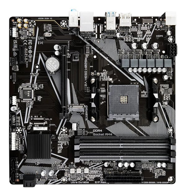 GIGABYTE A520M DS3H V2 -emolevy, A520, AM4, micro-ATX, DDR4