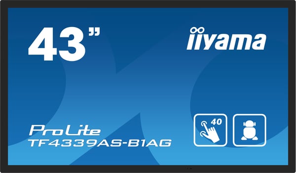 iiyama ProLite TF4339AS-B1AG - 43" Diagonal klass (42.5" visbar) LED-bakgrundsbelyst LCD-skärm - digital skyltning - med inbyggd mediaspelare och p...