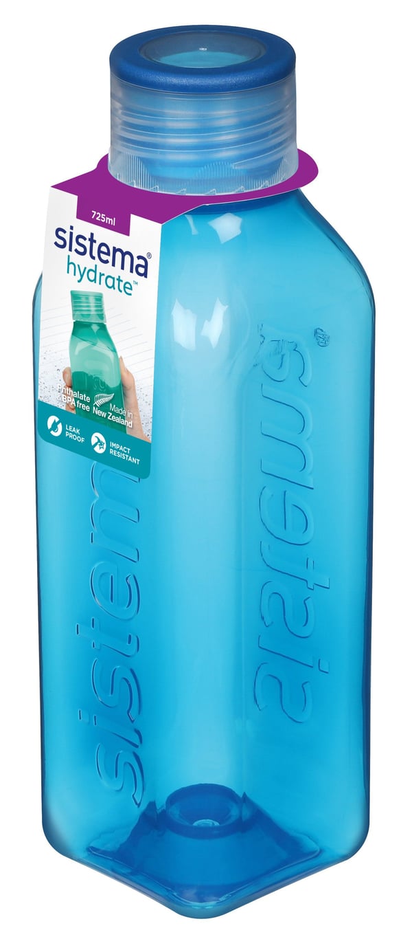 Sistema - Medium Square Bottle 725 ml - oceanblå