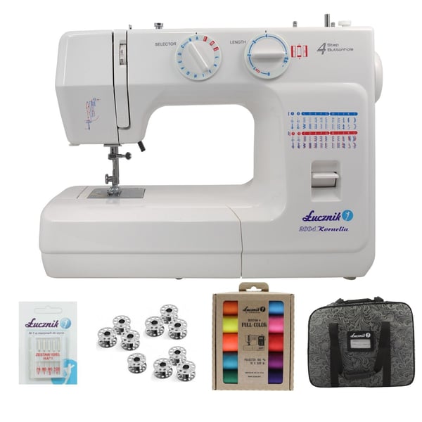 Lucznik KORNELIA II 2004, Hvit, Semi-automatisk symaskin, Overlock / Overkast, Sying, 4 Steg, 5 mm, Rotasjon