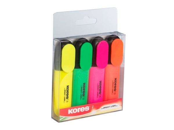 Kores TM36140, 4 stykker, Grønn, Oransje, Rosa, Gult, Flerfarget, Plastikk