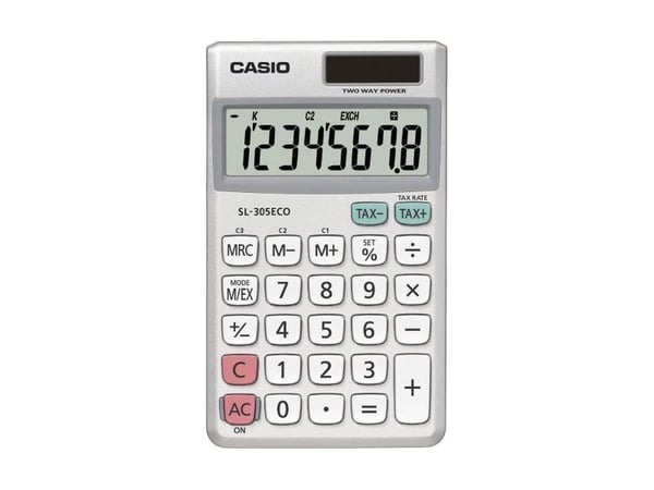 Casio SL-305ECO - Lommekalkulator - 8 sifre - batteri, solpanel