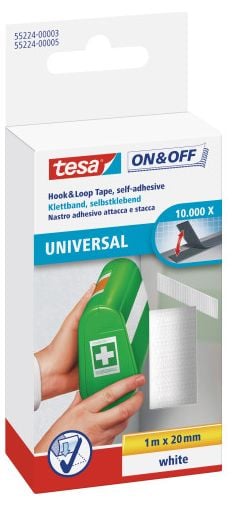 Tesa On & Off - Monteringskläbemiddel - 2 cm x 1 m - vit