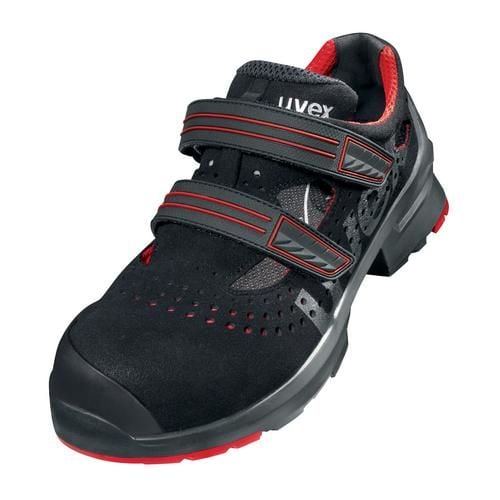 Uvex 85362, Unisex, Voksen, Vernesandaler, Sort, Rød, ESD, P, S1, SRC, Hekte og malje