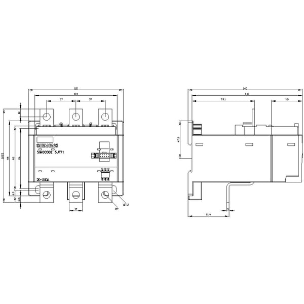 Siemens 3UF71031BA000 3UF7103-1BA00-0 PLC-strømregistreringsmodul 690 V/AC
