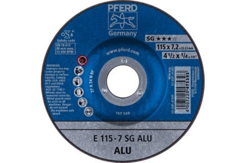 PFERD 62211622, Kutteskive, Aluminium, Ikke-jernholdig metall, 11,5 cm, Alle merker, Nedtrykket senter, 2,22 cm