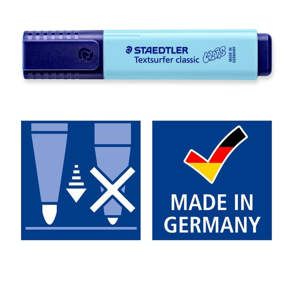 Staedtler 364 C4 E1, 4 st, Svart, Blå, Turkos, Violett, Mejslerspets, 1 mm, 5 mm, Vattenbaserat bläck