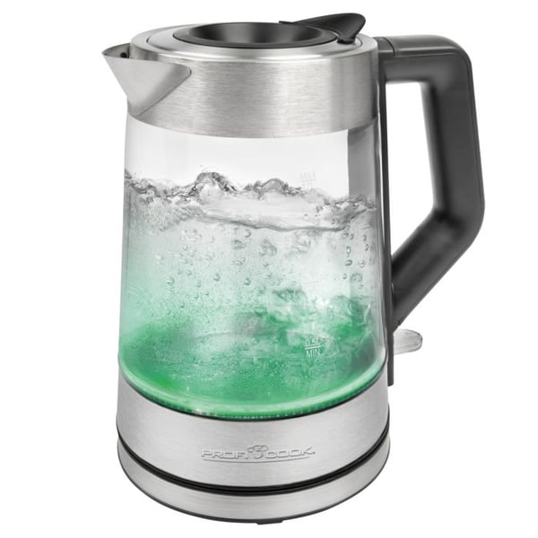 ProfiCook PC-WKS 1190 G, 1,7 l, 2200 W, Stål, Glas, Rostfritt stål, Justerbar termostat, Vattennivå indikator