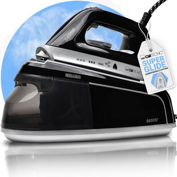 Clatronic DBS 3749 - Strykjärn med separat ånggenerator - sula Superglide - 2300 W - vit/lila