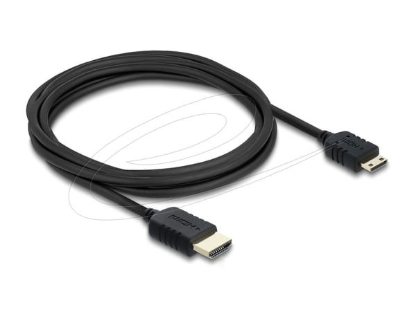 Delock - High Speed - HDMI-kabel - HDMI hann til 19-stifts Mini-HDMI hann - 3 m - tredobbeltskjermet koaksial - svart - 8 K 60 Hz (7680 x 4320) stø...
