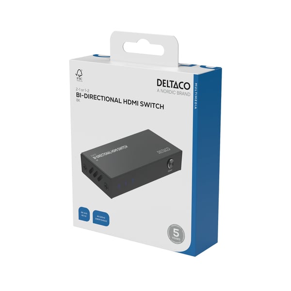 Deltaco HDMI-7052, HDMI, Musta, 60 Hz, 7680 x 4320 pikseliä, 8K Ultra HD, 65 g