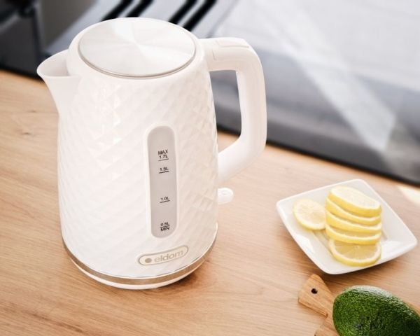 ELDOM C280B ELLI, 1,7 l, 2200 W, Hvit, Vannivåindikator, Overopphetingsbeskyttelse, Trådløs