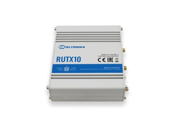 Teltonika RUTX10, Wi-Fi 5 (802.11ac), Kaksitaajuus (2,4 GHz/5 GHz), Ethernet LAN, Valkoinen, Pöytäreititin