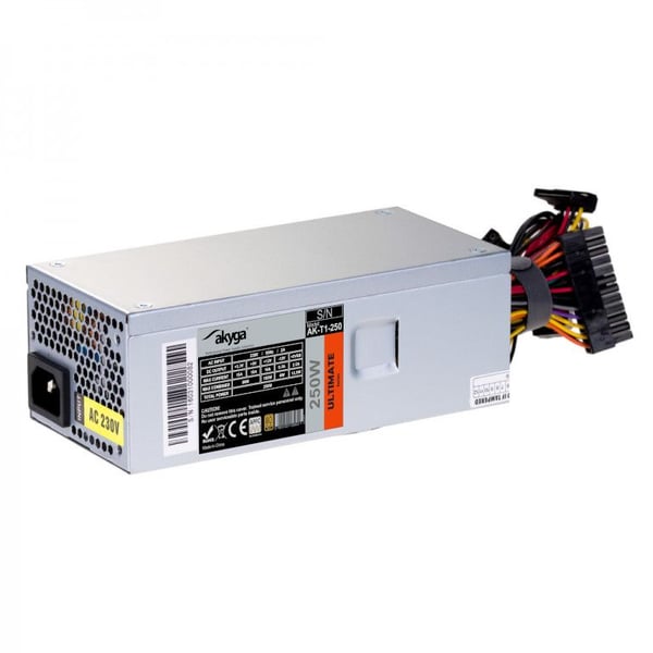 Akyga Ultimate Series AK-T1-250 - Virtalähde (sisäinen) - TFX12V - 80 PLUS Gold - AC 230 V - 250 Watt - aktiivinen PFC - harmaa