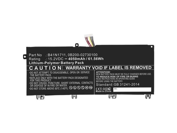 CoreParts - Batteri til bærbar PC (tilsvarer: Asus 0B200-02730100, ASUS B41N1711) - 15.2 V - litiumpolymer - 4150 mAh - 63.08 Wh - svart