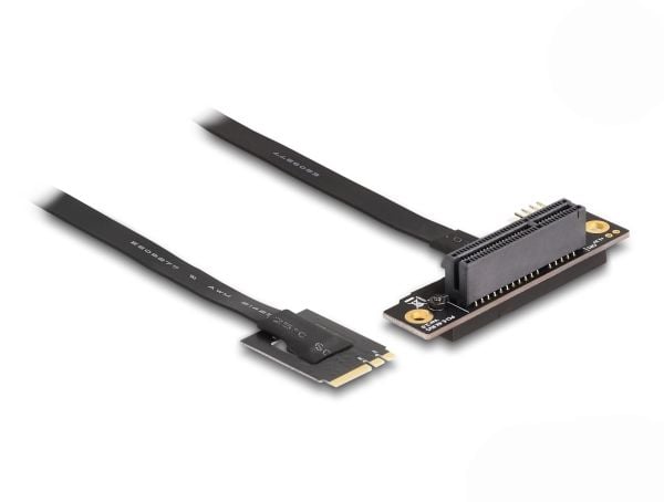 Delock 64218 M.2 Key A+E – PCIe x4 NVMe-sovitin, kulmikas, 20 cm:n kaapeli