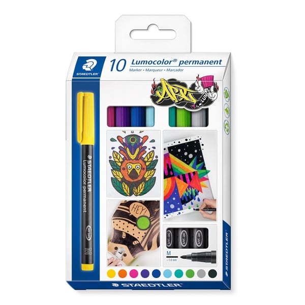 Staedtler Lumocolor 317 C10, Valikoidut värit, Sekalainen, Monivärinen, Polypropeeni (PP), Keskikokoinen, 1 mm