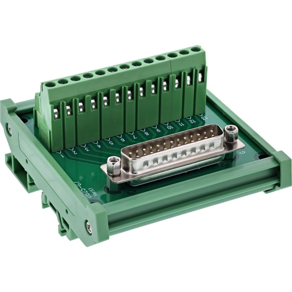 InLine 92502I, Terminal block / D-Sub 25, Grønn, Hunkjønn/Hunkjønn, 26/18, 300 V, 10 mO