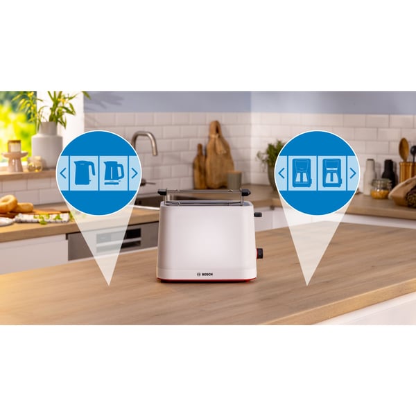 Bosch TAT3M121, 4 viipale(i)ta, Valkoinen, Vipu, Rotaatio, 950 W, 220 - 240 V, 50/60 Hz