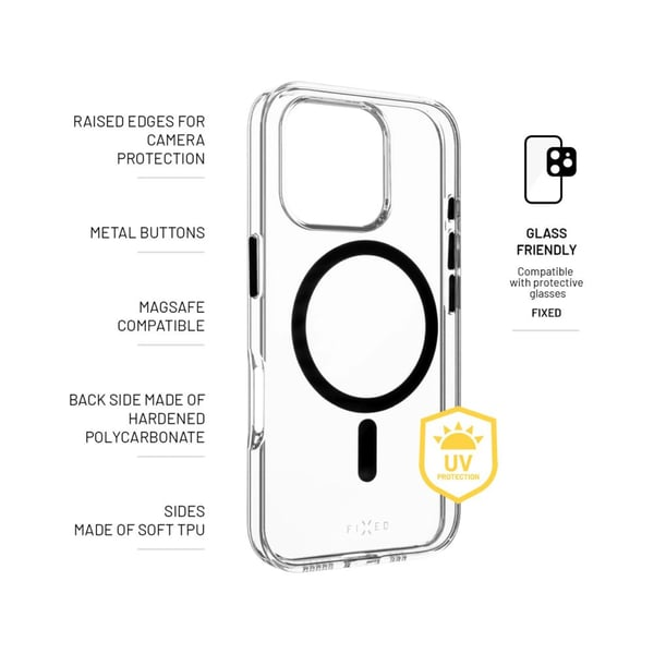 Kotelo Kiinteä Kiinteä | MagPurity | Takakuori | Apple | iPhone 16 Pro | TPU | Kirkas musta | Clear Black