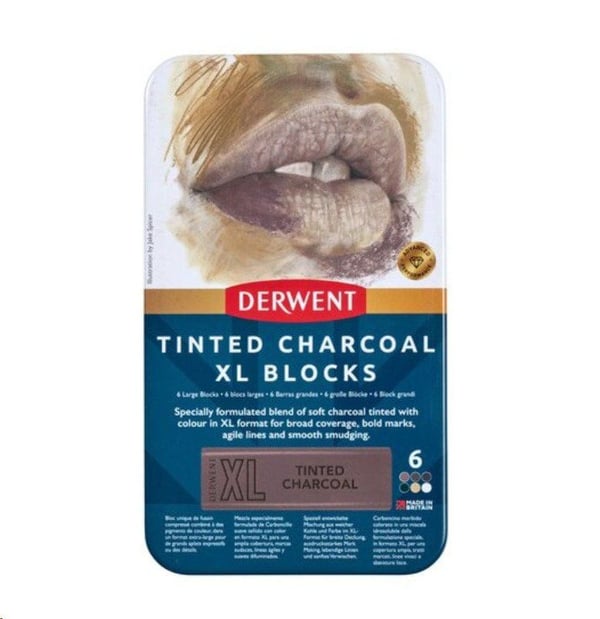 Derwent XL Tinted Charcoal Blocks 6 stk tin