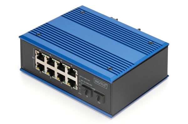 DIGITUS - Switch - industriell - ikke-styrt - 8 x 10/100/1000 + 2 x SFP - DIN-skinnemonterbar