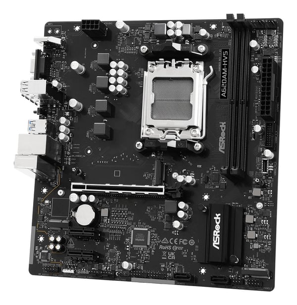 ASRock A620AM-HVS - Moderkort - micro ATX - Socket AM5 - AMD A620A Chipuppsättning - USB 3.2 Gen 1, USB-C 3.2 Gen 1 - Gigabit LAN - inbyggda grafik...