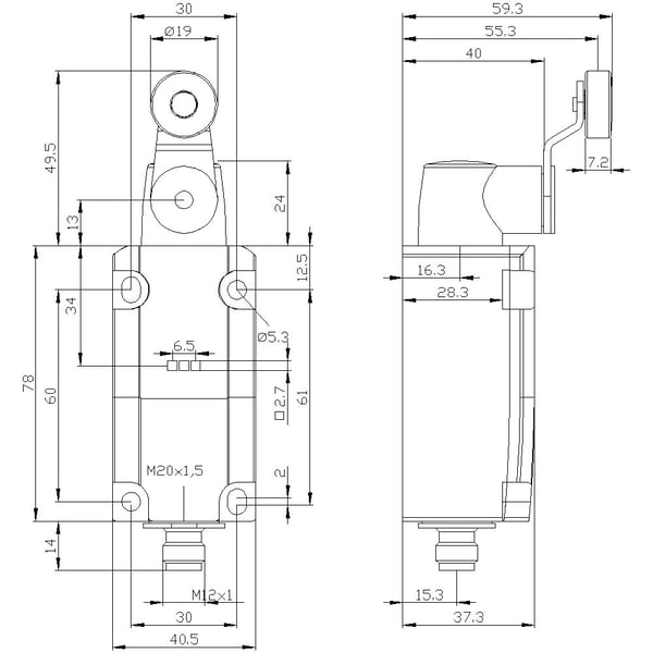 Siemens 3SE5114-1CH01-1AF3, Metall, IP66, IP67, Cuboid, 43 mm, 67 mm, 148 mm