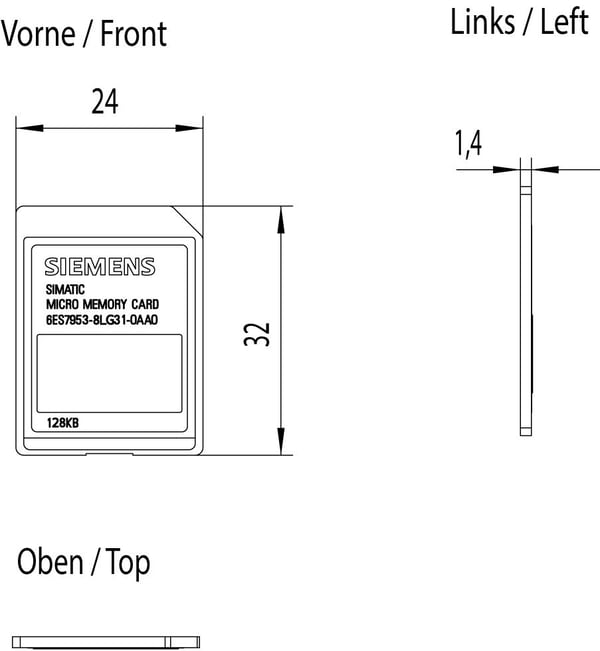 Siemens 6ES7953-8LG31-0AA0, 128 GB, MMCmicro, Ripebestandig, Grønn