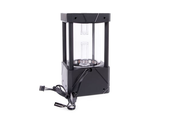 Alphacool Aurora D5, Reservoar, Acetal, Aluminium, Glass, Sort, Gjennomsiktig, 77 mm, 77 mm, 242 mm