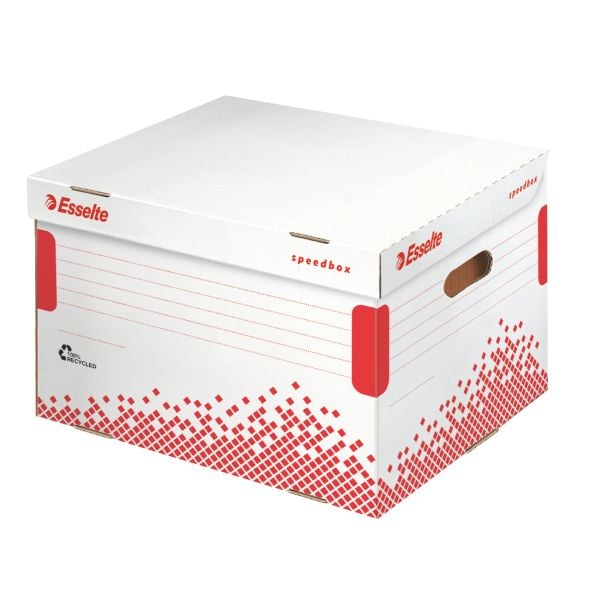 Esselte Speedbox kuljetuslaatikko FSC® mapeille, Kartonki, Punainen, Valkoinen, 500 g, 334 x 392 x 301 mm