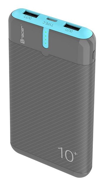 Tracer EnerGo - Powerbank - 10000 mAh - 37 Wh - 3 lähtöliitäntää (2 x USB, USB-C) - valkoinen, musta