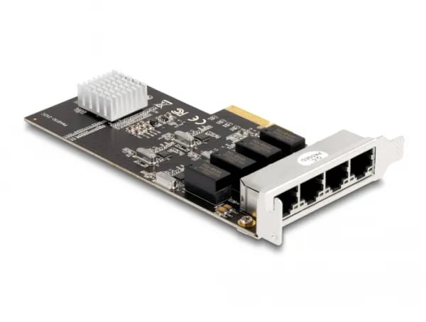 Delock - Nettverksadapter - PCIe 2.0 x4 lav profil - Gigabit Ethernet x 4