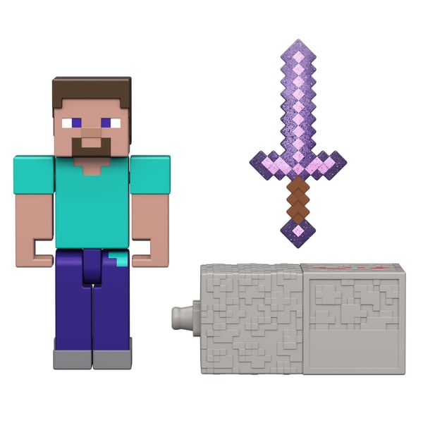 Mattel Minecraft Steve -hahmo, 3,25", 6 vuotta, Redstone Charged