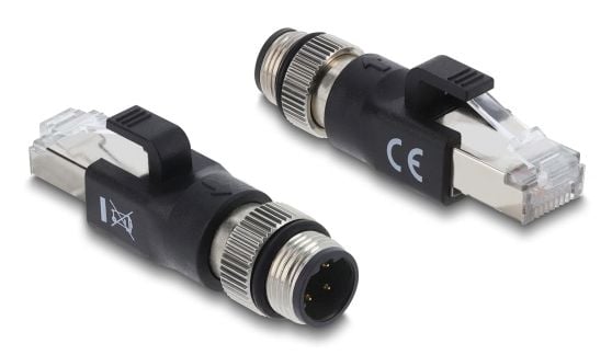 Delock - Nettverksadapter - 4 pin M12-D (hann) til RJ-45 (hann) - CAT 6 - uten hindringer, D-kodet - svart