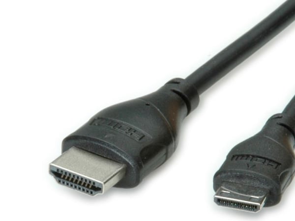 ROLINE 11.04.5568, 0,8 m, HDMI Type A (Standard), HDMI Type C (Mini), 1920 x 1080 piksler, Svart