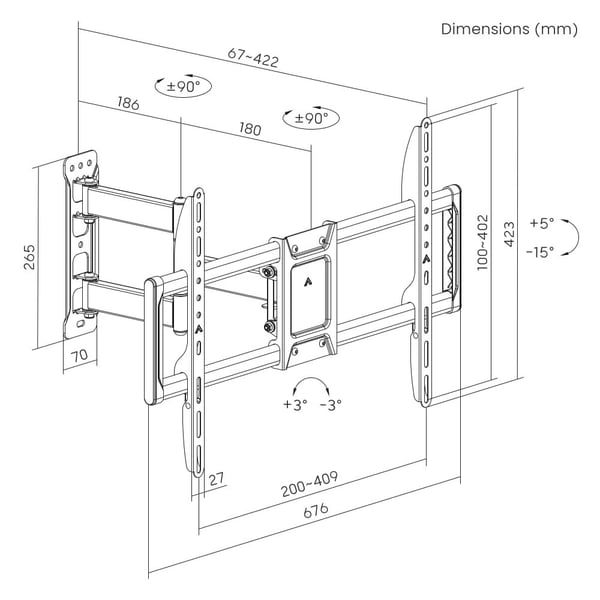 Gembird WM-90ST-01 TV-veggfeste 37"-90", fullbevegelig, svart